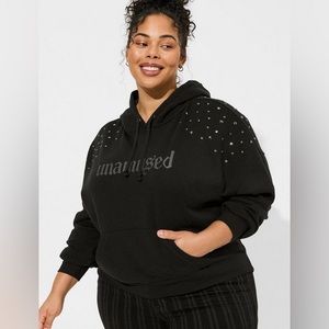 Torrid Unamused Relaxed Fit Cozy Fleece Studded Hoodie size 2 2x NWT